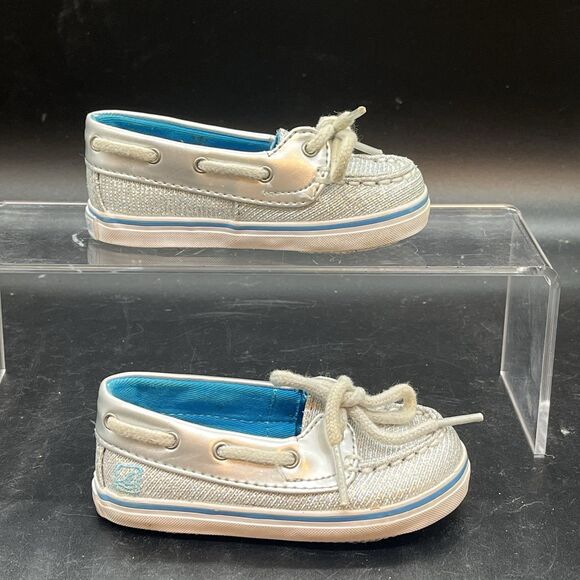 Sperry infant biscayne crib loafer size 3M silver blue casual PG47626A - Picture 1 of 7
